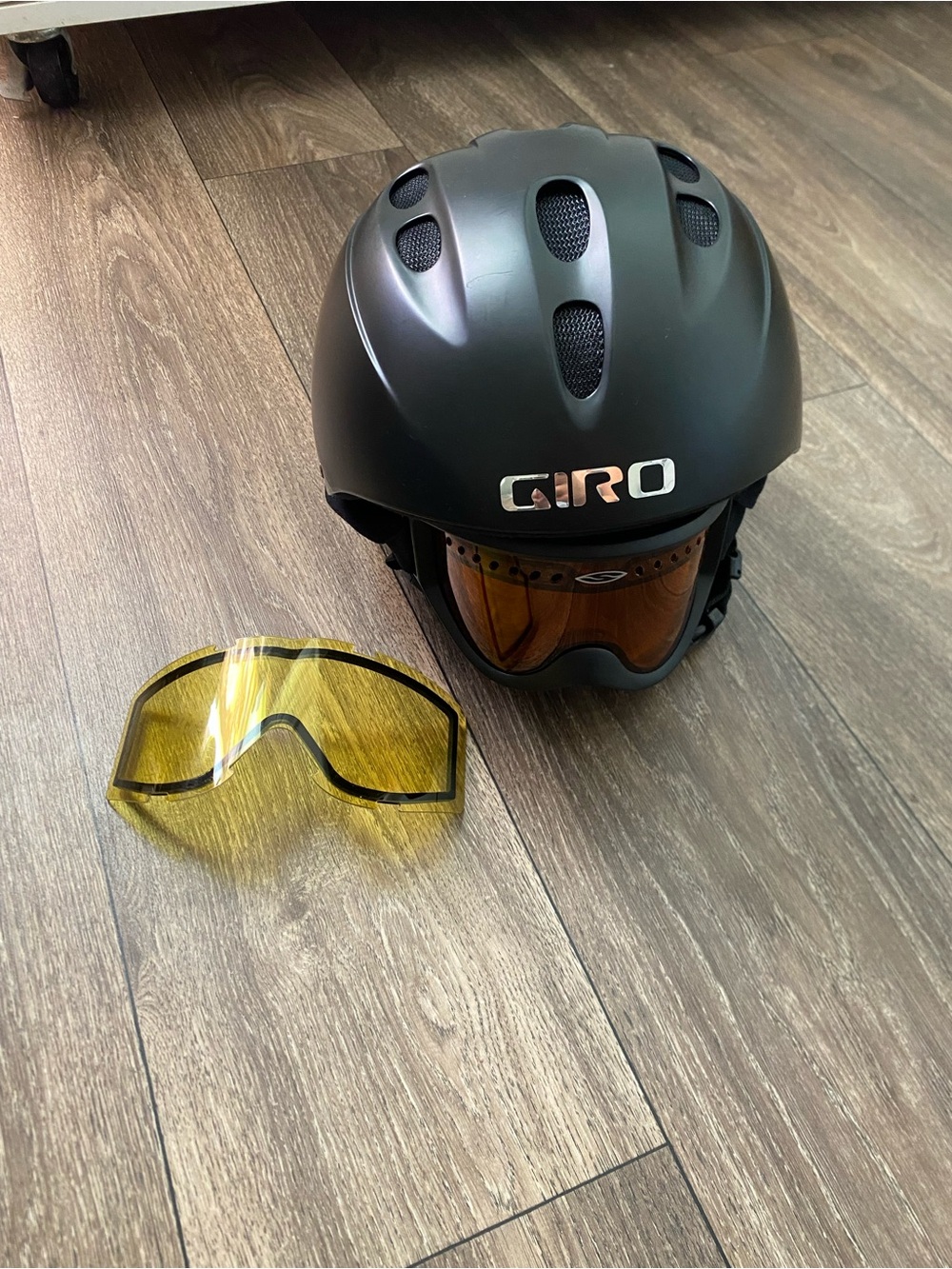 Giro Matte Black Ski Gear with Amber and Yellow Lenses